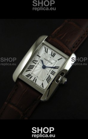 Cartier Louis Japanese Replica Ladies Watch in Brown Strap