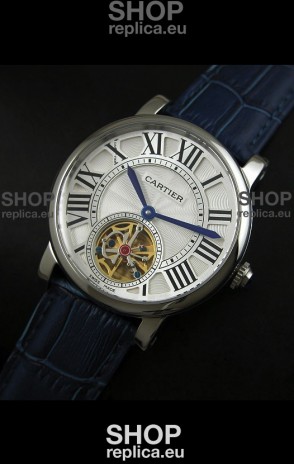 Cartier Ronde de Tourbillon Japanese Replica Watch in Blue Strap