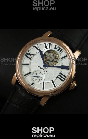 Ballon De Cartier Flying Tourbillon Japanese Replica Watch - Pink Gold Case