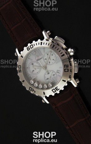 Chopard Happy Sport Swiss Replica Watch in Brown Strap