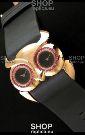 Chopard Animal World Ladies Owl Watch in Double Black Dial