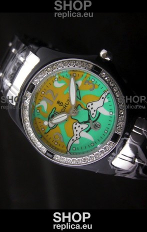 Corum Imitation Ceramics Japanese Replica Watch in Light Green & Yellow Dial
