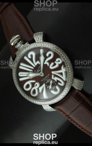Gaga Milano Italy Manuale Replica Japanese Watch in Coffee Dial