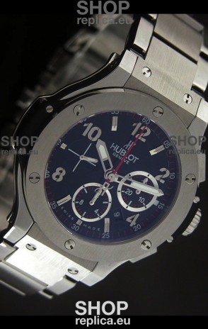 Hublot Big Bang Steel Strap in Black Dial with Steel Bezel