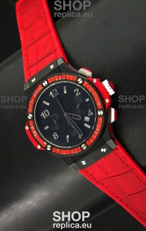 Hublot Big Bang All Black Edition Japanese Quartz Watch with Diamonds