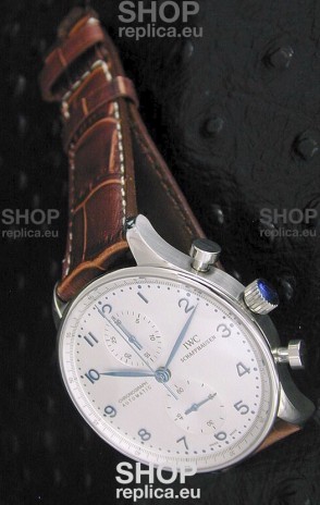 IWC Portuguese Chronograph Swiss Replica Watch in White Dial