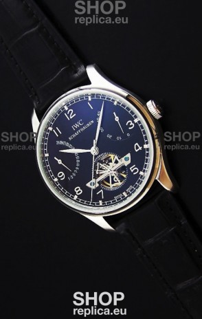 IWC Portuguese FA Jones Japanese Replica Watch in Black Dial with Tourbillon