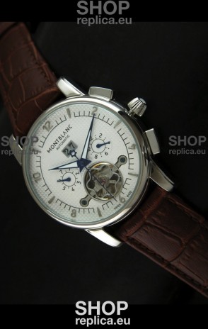 Mont Blanc Flying Tourbillon Japanese Replica Watch in White Dial