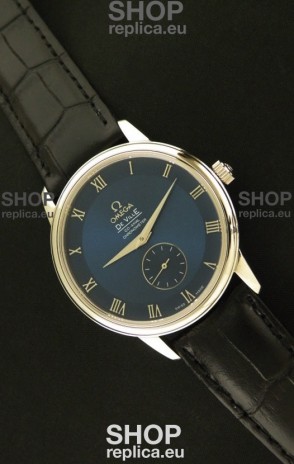 Omega DeVelie Co-Axial Chronometer Japanese Steel Watch in Dark Blue Dial