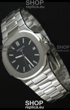 Patek Phillipe Nautilis Swiss Replica Watch in Black Textured Dial