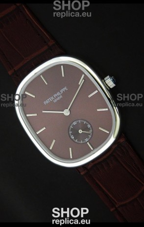 Patek Philippe Mens Golden Elipse Japanese Watch in Brown Dial