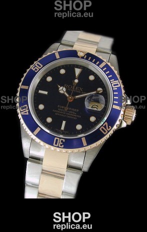 Rolex Submariner Japanese Watch in Blue Bezel Two Tone Case