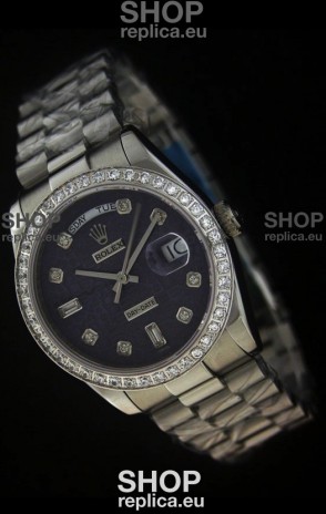 Rolex Day Date Just swiss Replica Watch in Printed Purple Dial
