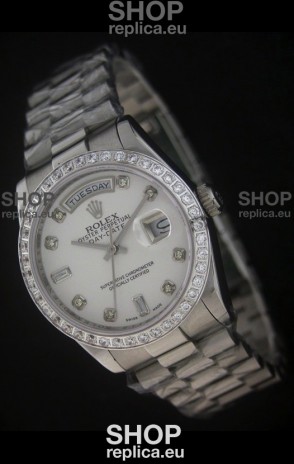 Rolex Day Date Just swiss Replica Watch in White Dial