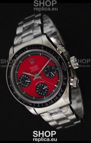Rolex Daytona Cosmograph Swiss Replica Stainless Steel Watch in Red Dial