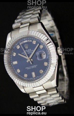 Rolex Oyster Perpetual Day Date Swiss Replica Watch in Dark Blue Dial