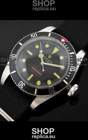Rolex Submariner Swiss Replica Watch in Domed Crystal Black Nylon Strap