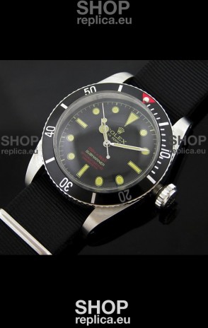 Rolex Submariner Swiss Replica Watch in Domed Crystal Black Nylon Strap