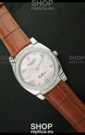 Rolex Cellini Japanese Replica Watch in Mother of Pearl Pink Dial