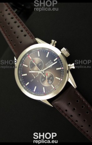Tag Heuer Carrera Quartz Japanese Replica Watch in Brown Strap