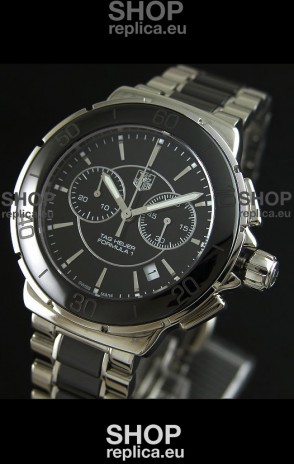 Tag Heuer Formula 1 Chronograph Swiss Replica Ceramic Ladies Watch in Black Dial