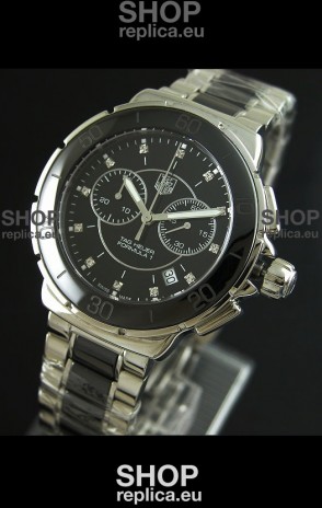 Tag Heuer Formula 1 Chronograph Swiss Replica Ceramic Ladies Watch in Black Bezel