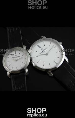 Vacheron Constantin Classical Couple Japanese Steel Watch in Leather Strap