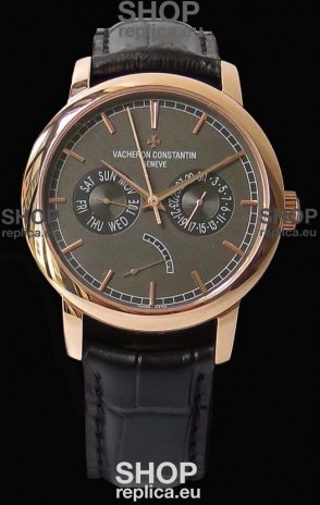 Vacheron Constantin Traditionnelle Day Date Pink Gold Swiss Replica Watch 