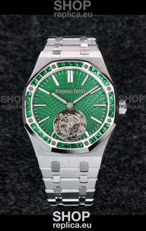 Audemars Piguet Royal Oak Flying Tourbillon 41mm Green Dial in 904L Casing - Green Tapisserie Dial