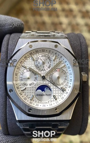 Audemars Piguet Royal Oak Perpetual Calendar Swiss Replica 904L Steel in Steel White Dial 