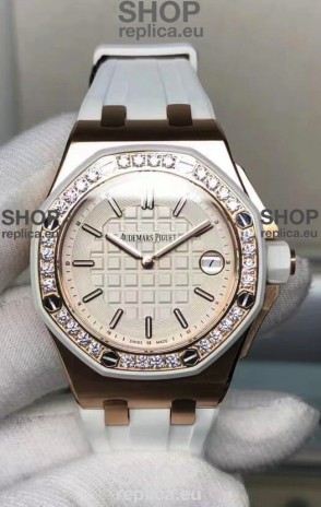 Audemars Piguet Royal Oak Offshore 37MM Swiss Quartz 1:1 Mirror Replica Watch in Rose Gold Casing