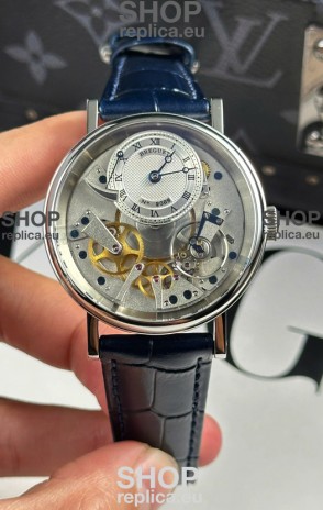 Breguet Tradition 7057BR/R9/9W6 Steel Casing Single Tourbillon Swiss Replica Blue Strap Watch