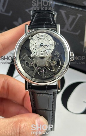 Breguet Tradition 7057BR/R9/9W6 Steel Casing Single Tourbillon Swiss Replica Blue Strap Watch