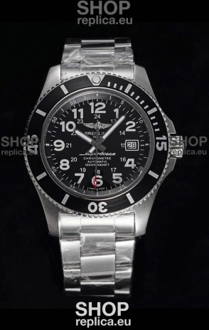 Breitling SuperOcean II 44mm 904L Steel Case 1:1 Mirror Replica Watch in Black Dial 