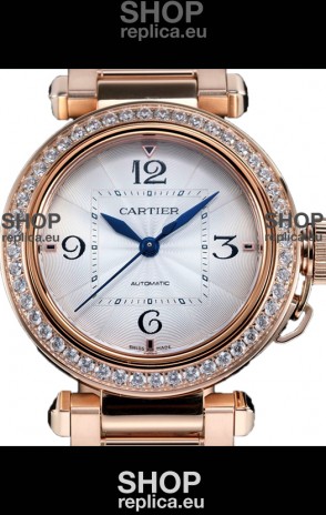 Pasha De Cartier 1:1 Mirror Quality Automatic Swiss Replica Watch 35MM Rose Gold