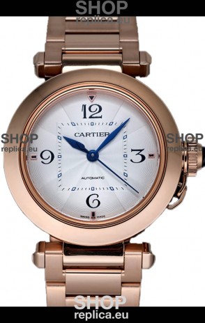 Pasha De Cartier 1:1 Mirror Quality Automatic Swiss Replica Watch 35MM Rose Gold