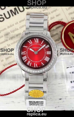Cartier Ronde Must 29MM Swiss Quartz Red Dial 1:1 Mirror Swiss Replica Watch 