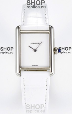 Tank Must Cartier Super Clone Edition 29MM Watch in Steel Casing White Dial 