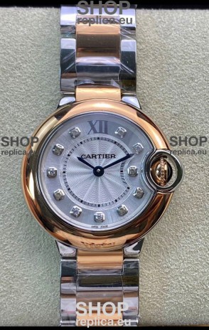 Ballon De Cartier Swiss Quartz 1:1 Mirror Quality 28MM in 2 Tone Rose Gold Casing