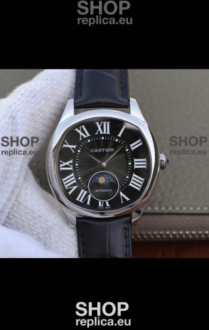 Drive De Cartier Moonphase Edition 1:1 Mirror Replica Watch in Stainless Steel - Brown Dial 