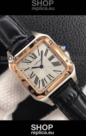 Cartier Santos Dumont 1:1 Mirror Swiss Replica Watch in Steel Casing Rose Gold Bezel 42MM