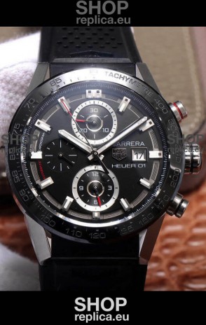 Tag Heuer Carrera Heuer 01 Swiss Replica Watch in Steel Casing Ceramic Bezel 43MM