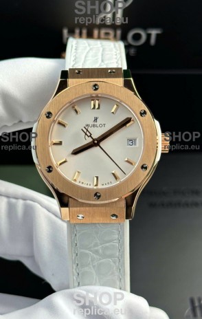 Hublot Super Clone Classic Fusion Rose Gold 33MM 1:1 Mirror Replica Watch White Dial