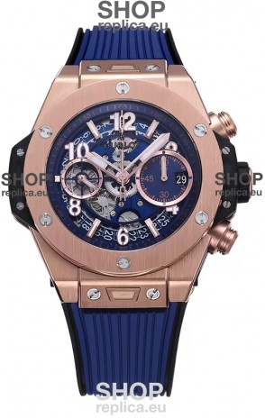 Hublot Big Bang Unico Blue Rose Gold Casing 1:1 Mirror Edition Swiss Replica Watch