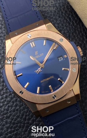 Hublot Classic Fusion 1:1 Mirror Replica Swiss Watch in 904L Steel Casing Blue Dial 42MM