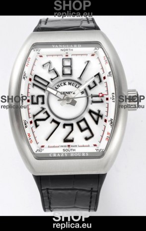 Franck Muller Vanguard Crazy Hours in Stainless Steel - White Dial Swiss Replica Watch 