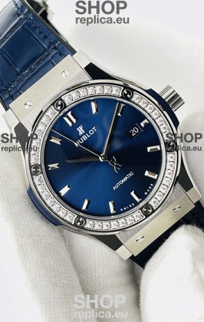 Hublot Classic Fusion Stainless Steel Blue Dial Swiss Replica Watch 1:1 Mirror Quality 