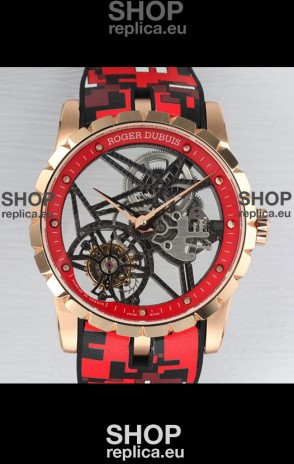 Roger Dubuis Excalibur Spider Flying Tourbillon Skeleton Rose Gold Casing 42MM 1:1 Mirror Swiss Watch