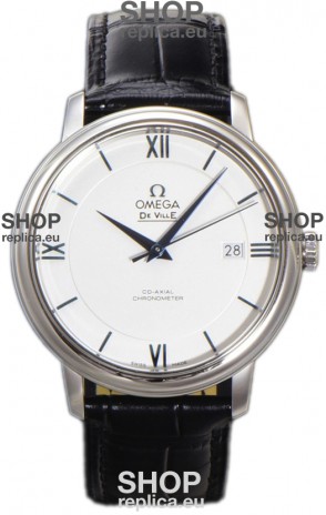 Omega De-Ville Annual Co-Axial Swiss Replica Watch 1:1 Mirror Edition in White Dial 39.5MM