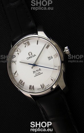 Omega De-Ville Annual Calendar Co-Axial Swiss Replica Watch 1:1 Mirror Edition in White Dial